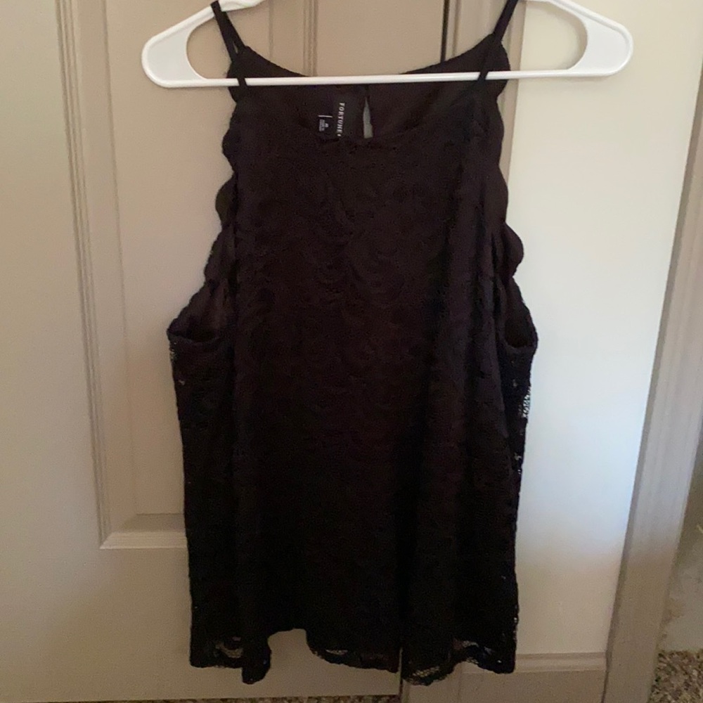 Black lace with sewn in nylon tans underneath